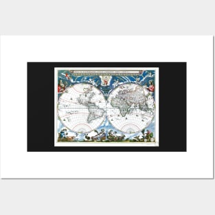 World map wall art 1690 dorm decor mappemonde Art Print Posters and Art